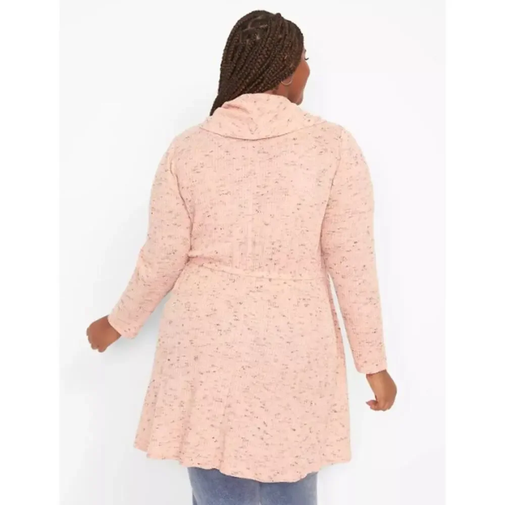 Lane Bryant Tunic Top Plus 14/16 Cowl Neck High Low Long Sleeve‎ Knit Coral Pink - Picture 2 of 11